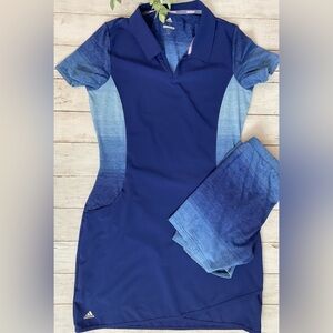 Adidas Blue Gradient Athletic Golf Dress. Matching shorts, pockets, collar, sz M
